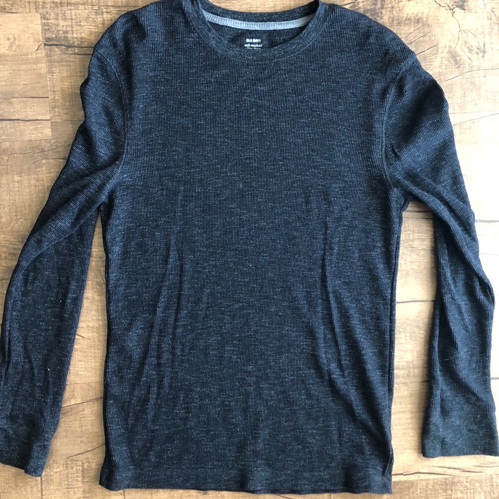 Men’s Henley Thermal Grey Size Medium Old Navy